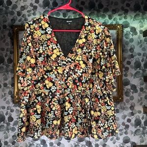 Madewell Black Floral Top